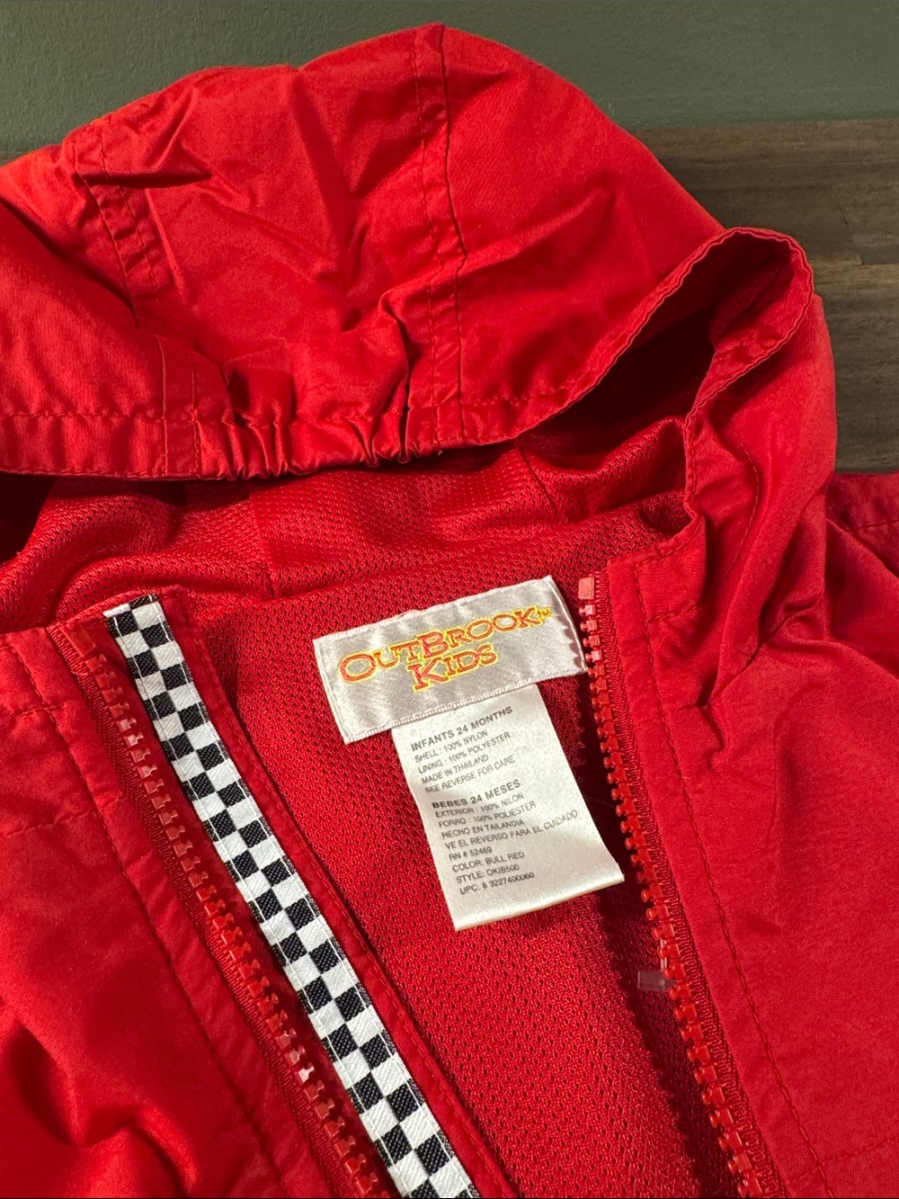 OutBrook Kids Red Hooded Windbreaker Jacket 24 Months Retro Y2K Style